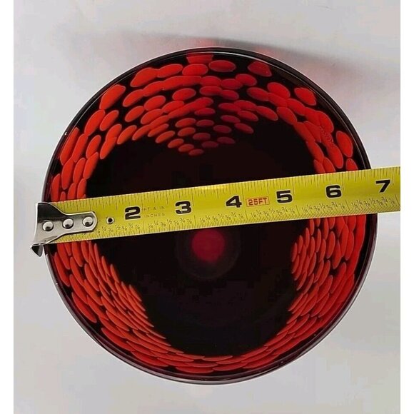 Vintage Murano Lava Glass Vase  Italian Art Red Black Label 10"T - Picture 7 of 9